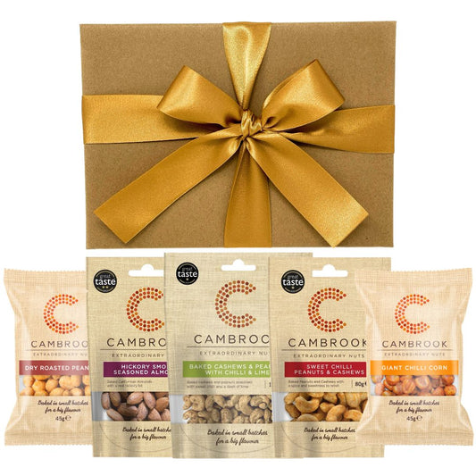 Luxury Chilli Nuts Hamper – Sweet Chilli Peanuts, Lime Cashews, Smoked Almonds, Giant Corn