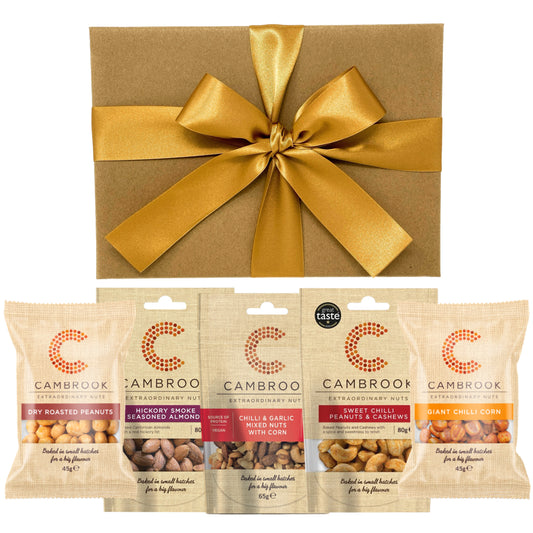 Luxury Chilli Nuts Hamper – Sweet Chilli Peanuts, Garlic Cashews, Smoked Almonds, Giant Corn